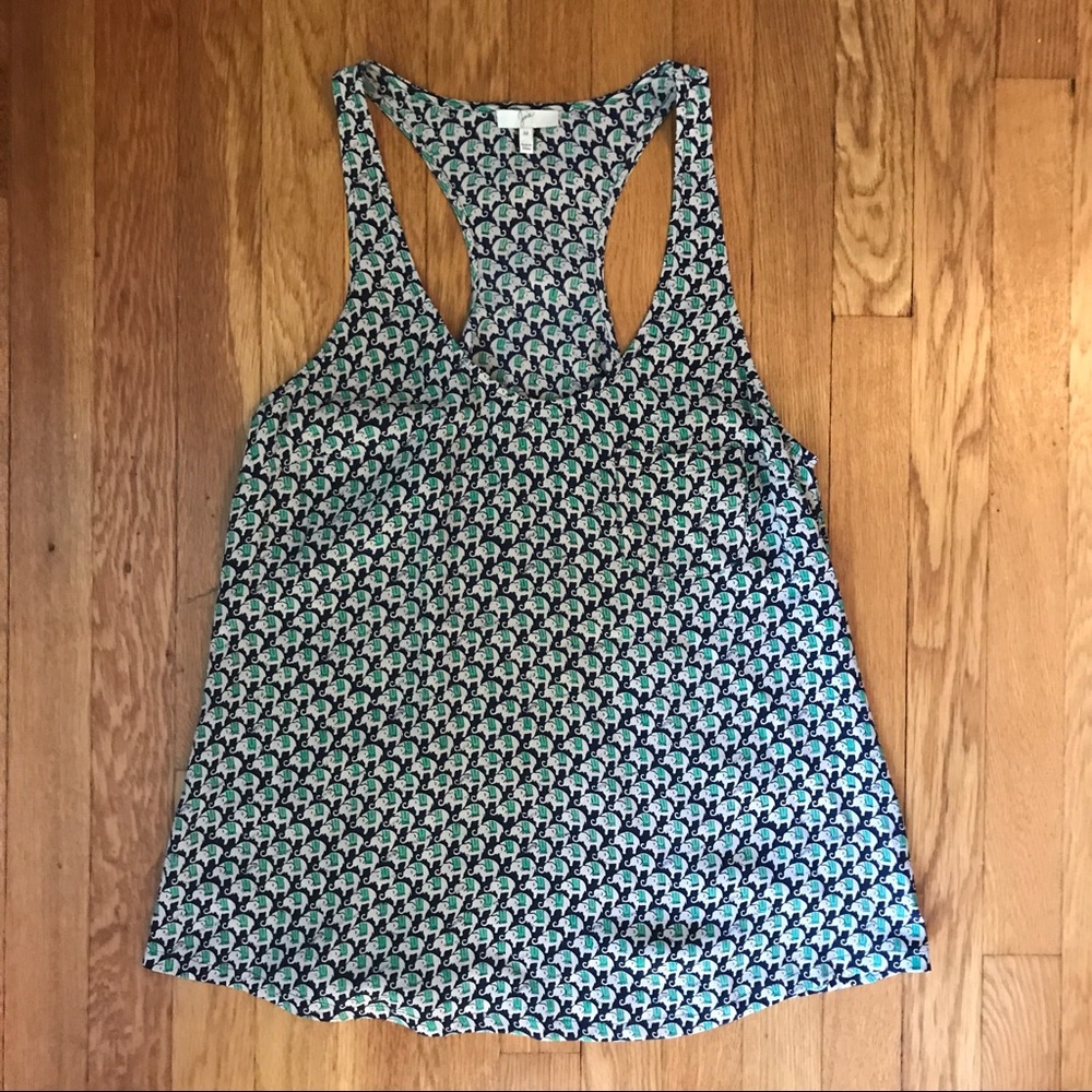 Joie silk elephant print tank top size M